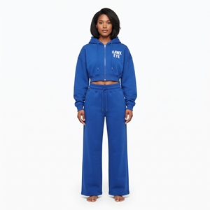 Ensemble deux pièces pour femme : sweat à capuche court zippé à épaules tombantes et manches longues, et pantalon de jogging large - Product Image 6