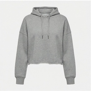 Custom Plus Size Womens Oversized Cotton Fleece Pullover Winter Cropped Hoodie <b>Drop</b> Shoulder Logo Hooded Sweatshirt Top - Product Image 1