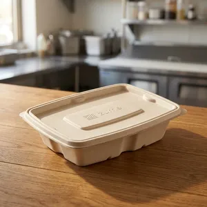 Luxury Eco Friendly 500ml Rectangle <b>Pulp</b> Moulded Food Container Lightweight Compostable Takeaway Box Commercial Food Party - Product Image 5
