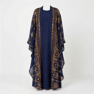 2025 OEM Kimono Abaya pour femmes musulmanes, en tissu polyester épais, doux et très extensible, col en V, manches longues, pour fêtes, Ramadan, mariages - Product Image 1