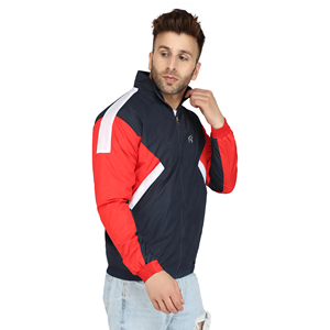 Red <b>White</b> Color Block Men's Windbreaker Jacket <b>Zip</b> <b>Up</b> Lightweight Outerwear for Streetwear - Product Image 3