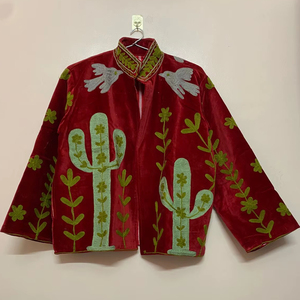 Ethnic Hand Embroidered Suzani Boho Velvet Winter Jacket Designer Ethnic Womens <b>Coat</b> Artisan Handmade Jacket - Product Image 1