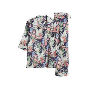 Conjunto de Pijama de Verano para Mujer, 100% Algodón Satinado, con Estampado Digital, Transpirable, Deportivo, Camisón y Bata, Suave y Cómodo para Estar en Casa - Product Image 1