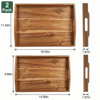 Premium natuurlijke acacia houten serveerschaal met verhoogde rand, multifunctionele schaal voor het presenteren van eten voor restaurant, hotel en thuis.
