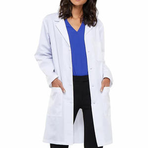 Unisex White Polyester/Cotton Woven Fabric Lab Coat for Hospital <b>Doctors</b> Needle Detection Long Sleeve Medical Work Clothing RAW - Product Image 1