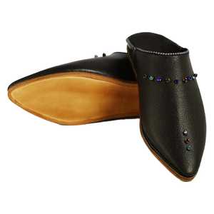 Biyadina Store Babouches marocaines en cuir noir pour femmes, style déco chochia, mocassins, taille 5 - Product Image 3