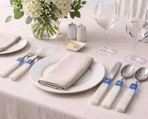 Stainless Steel Eco Friendly Flatware 4-Piece Cutlery Set <b>Mirror</b> Polish Marble Handle Wholesale Price Home & Restaurant Use - Product Image 5