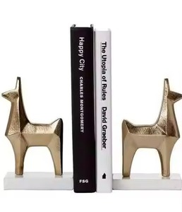 <b>Cheap</b> Price New Geometric Metal Bookends 2Pcs Gold Plated Sculptural Deer Modern Design Decorative Book Ends - Product Image 1