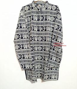 OM พิมพ์ kurta มนต์ฮินดูพิมพ์ kurta นักออกแบบขายส่งพิมพ์ลาย kurta จากอินเดียพื้นเมือง kurta ส่งออกที่มีคุณภาพ - Product Image 1