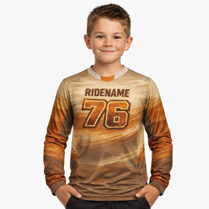 เสื้อแข่งรถเด็กปรับแต่งได้ 100% โพลีเอสเตอร์ ระบายอากาศได้ดี สำหรับรถออโต้และมอเตอร์ไซค์  ชุดแข่งรถมอเตอร์ครอส MX แบบซับลิเมชั่น - Product Image 6