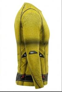 YNVTH Maillot de sport à manches longues jaune pour homme, imprimé par sublimation, avec logo éclair rouge, séchage rapide, automne/hiver A1-0005 - Product Image 4