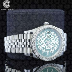 Montre de luxe pour homme Charm Jewells en acier inoxydable, cadran de 30 mm, mouvement mécanique analogique, lunette sertie de diamants, résistance à l'eau 10 bars - Product Image 2