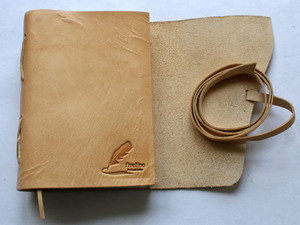 Hard Bound Custom Journal With Matching Pen Case in The Same Material Naturally Tanned Shade Genuine Buffalo <b>Leather</b> Notebook - Product Image 3