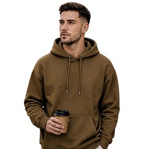 Sweat à capuche décontracté pour homme, en molleton doublé, en coton/polyester respirant, manches longues, couleur unie, idéal pour l'hiver - Product Image 4