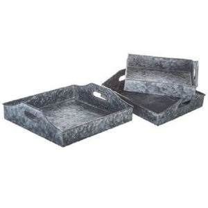 Wholesale Rustic Galvanized Metal <b>Serving</b> <b>Tray</b> <b>Gold</b> Handle Durable Oval Galvanized Iron Commercial Grade Dishwasher Safe - Product Image 3