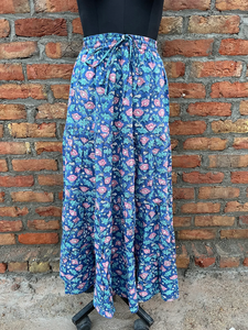 กระโปรงแม็กซี่โบโฮขายดีปี 2026 กระโปรงผ้าฝ้ายพิมพ์ลายบล็อกสำหรับผู้หญิง กระโปรงทรงยิปซีหลายชั้น ทำมือ ราคาโรงงาน - Product Image 5