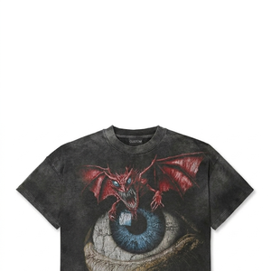 Camiseta con estampado gráfico personalizado, estilo vintage, manga corta, lavado ácido, 100% algodón, para uso cómodo unisex. - Product Image 3