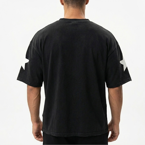 Camiseta Corta Oversize Estilo Urbano Casual para Hombre, Ropa de Verano 100% Algodón, Cuello Redondo, Diseño con Letras Impresas - Product Image 5