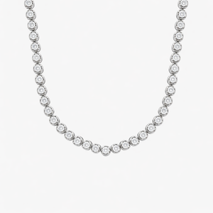 Collier tennis éternité en diamant de laboratoire certifié IGI 7 carats (7CTW) en or blanc 14K serti clos, bijou de luxe pour mariage et cadeau de fête - Product Image 1