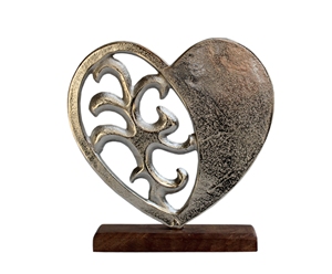 Decoración Navideña de Metal con Forma de Corazón en Base de Madera, Ideal para Regalos, Bodas y Fiestas, un Obsequio Romántico - Product Image 3