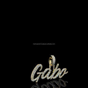 Joyería de Hip Hop, cepillo personalizado, letra cursiva, chapado en oro, nombre, COLLAR COLGANTE, cadena de diamante personalizada - Product Image 5