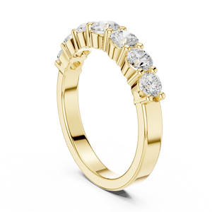 Bague de fiançailles et de mariage classique demi-bague plaquée or avec diamant de laboratoire rond taille brillant pour femme Satvik Ratna - Product Image 5