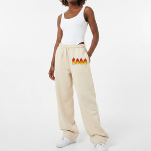 Pantalones Deportivos de Felpa Francesa con Logotipo Bordado Personalizado OEM, Pantalones Deportivos de Algodón de Pierna Ancha para Mujer - Product Image 4