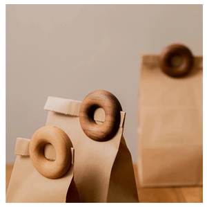 Clip à sac en bois de hêtre unique en forme de donut, 6,5 cm, réutilisable, design moderne, ustensile de cuisine en bois naturel, forme ronde - Product Image 6