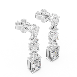 Lab Grown <b>Diamond</b> Drop <b>Earrings</b> Gold Plated <b>Dangle</b> <b>Earrings</b> Mixed Cut Jewelry for Wedding Party Gift - Product Image 4