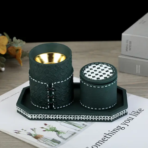 Juego de quemador de incienso Velora Arabia, soporte de incienso de madera y cuero hecho a mano de lujo con bandeja elegante para una fragancia premium para el hogar - Product Image 3