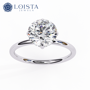 Anillo de Compromiso LOISTA con Diamante Redondo Brillante de Platino, Anillo Clásico Solitario para Mujer, Diamante Natural Certificado por GIA, Color D - Product Image 3