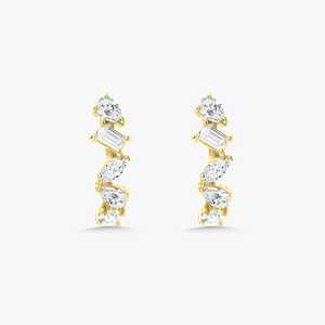 Multi Shape <b>Hoop</b> <b>Earrings</b> 10.7mm height Lab Grown Diamond Classic Push Back Huggies Fine Jewelry Manufacturer 10K 14K <b>Solid</b> Gold - Product Image 5