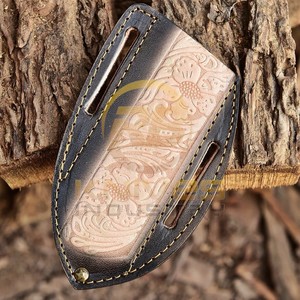 ซองใส่มีดหนังแท้ทำมือ ลายดอกไม้  แบบสั่งทำพิเศษ สำหรับพกพา EDC  ซองใส่มีดพกพาสำหรับตั้งแคมป์กลางแจ้ง  OEM - Product Image 4