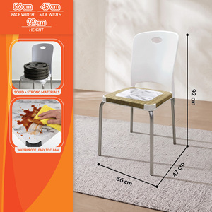 Modern Outdoor <b>Dining</b> <b>Chair</b> With Chrome Legs And Marble Plastic Seat White Plastic Back <b>Stackable</b> Design - Product Image 3