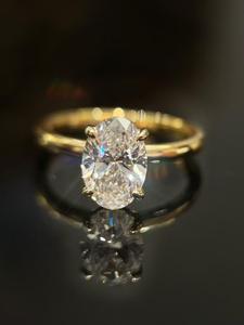 Anillo de Diamante Cultivado en Laboratorio, Corte Ovalado, Color D, Perforado con Láser, Oro Sólido de 4g, Certificado IGI, Moderno, para Mujer, Aniversario, Boda, Compromiso - Product Image 2