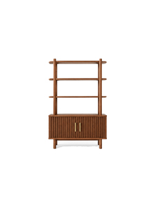 Librería Moderna de Madera Maciza con 4 Estantes, Independiente, Ahorra Espacio, Ecológica, Multifuncional, para Apartamento, Hogar u Oficina - Product Image 1