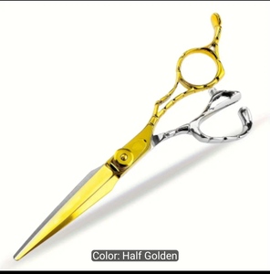 ABRAHAM QR IMPEX Half Golden Professional Hair Cutting Scissors Barber <b>Shears</b> Manual Metal Hair Styling <b>Tools</b> US Plug 150g - Product Image 1