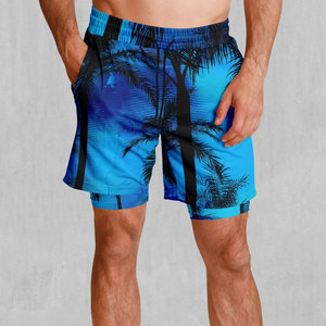 Shorts de surf et de plage élastiques à séchage rapide pour hommes, imprimés, pour le fitness, vente en gros, avec motif planche de surf, teinture unie - Product Image 1