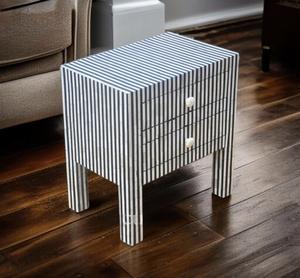 Mesa de Cajones con Incrustaciones de Hueso de ILAHI, Diseño Moderno con Detalles de Ágata, Almacenamiento de Tres Niveles, Mueble Portátil para el Hogar - Product Image 3