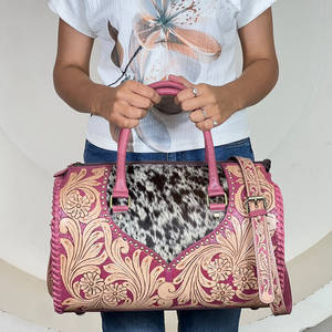 Factory Wholesale Women's Large Capacity Embossed Floral <b>Leather</b> Weekender Travel Duffel Bag Fashion Carry-On speedy bag - Product Image 2