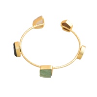 Gelang Mutiara Air Tawar Berlapis Emas 18K dengan Batu Permata Beragam, Model Lilit Vintage, Perhiasan Kuningan Buatan Tangan