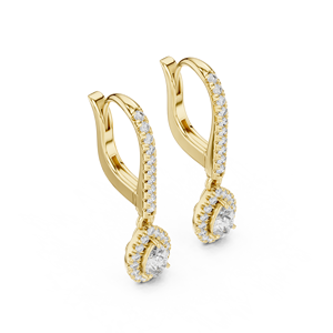 ต่างหูเพชรทรงลูกแพร์เพาะเลี้ยงในห้องปฏิบัติการ ทองคำแท้ 14K 18K แบบห้อยระย้า ทรงกลม DEF VVS ประดับเพชรแบบพาเว่ ฮาโล สำหรับงานแต่งงาน รับผลิตแบบ ODM OEM - Product Image 3