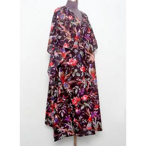 Caftán de Tela con Estampado de Bloques Personalizado de Alta Calidad, Diseño con Cordón Ajustable en la Cintura, Corte Holgado, Largo, para Playa, Verano, para Mujer - Product Image 5