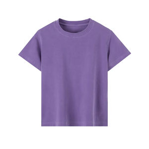 เสื้อยืดคอกลมสีพื้นเรียบง่ายสำหรับผู้ชายและผู้หญิง ขายส่ง เสื้อผ้าฤดูร้อนแขนสั้น 100% โพลีเอสเตอร์ - Product Image 3