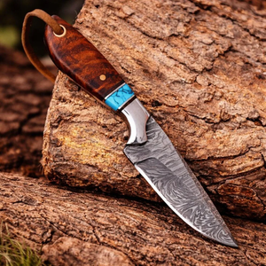 Couteau de chasse et d'extérieur LEGACY BLADES en acier Damas fait main, qualité industrielle, lame fixe, manche en bois, fabricant OEM - Product Image 3