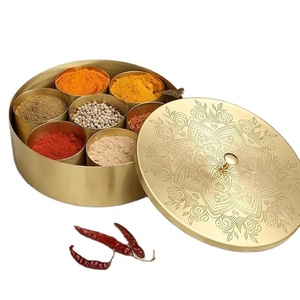 Handicrafted Hammared Spice Organizer with <b>Decorative</b> <b>Lid</b> and Multiple Inserts Luxury Home Kitchen Use for Home Kitchen - Product Image 2