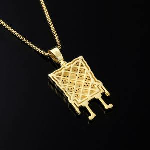 Colgante de Moda al por Mayor de Rapero Hip Hop, Plata Pura, Chapado en Oro de 14K, con Moissanita Iced Out, Diseño de Bob Esponja - Product Image 4