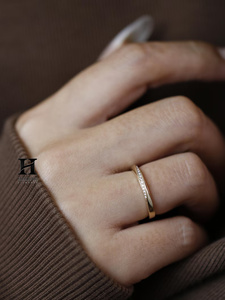 Minimalist 14K Yellow Gold Twisted Mobius Diamond Band Pave Set Lab Grown Diamond Wedding Ring for Women Custom Jewelry - Product Image 2