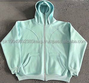 Customization Homme Blank 400gsm 100% Cotton <b>Zip</b> <b>up</b> Balaclava <b>Hoodies</b> Streetwear Men Full Face Masked <b>Y2k</b> Hoodie With Zipper - Product Image 4