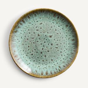 Plato de Cerámica Artesanal con Diseño Moteado, Acabado Esmaltado Oceánico, Patrón Reactivo Único, Ideal para Comidas Cotidianas y Gourmet con Estilo - Product Image 1